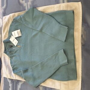 Theory Quarter-Zip Mixed Rib Sweater in Good Cotton